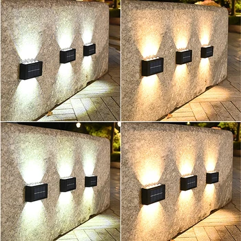 1-2-4Pcs 4-16LED napelemes kültéri vízálló villa kerti lámpa otthoni fali lámpa dekoráció fel és le Világító légkör Fali fény