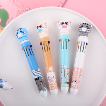 10 színű golyóstoll Kawaii macska pipa jel iskolai kellékek színes olajtoll Diákdíj Többszínű kézi számla toll írószer