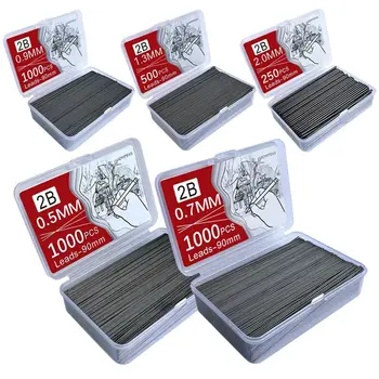 1000PCS/doboz Mechanikus ceruzavezető mag fekete grafit Automatikus ceruzacsere utántöltő Íróeszközök 0,5/0,7/0,9/1,3/2,0mm