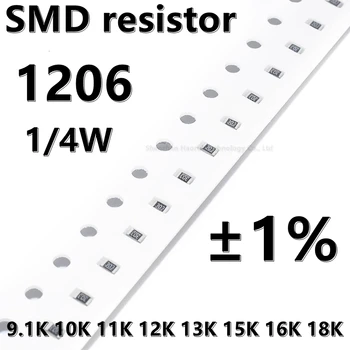  (100db) 1206 SMD ellenállás 1% 9.1K 10K 11K 12K 13K 15K 16K 18K 18K 1/4W jobb minőség