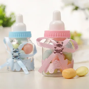 12db műanyag mini cumisüveg cukorkatartó Kisfiú lány zuhany dekoráció Keresztelő szívességi doboz Nem felfedése Születésnapi zsúr ajándékok