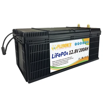 12V 200Ah LiFePO4 akkumulátor lítium-ion akkumulátor 4S1P beépített BMS újratölthető akkumulátor otthoni tároláshoz Ingyenes adó