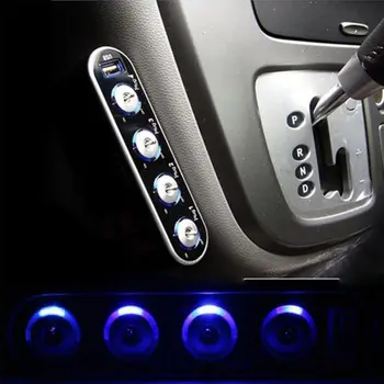12V 4 utas többaljzatos autós töltő jármű automatikus cigarettagyújtó aljzat elosztó USB portokkal Csatlakozó adapter