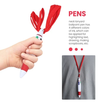 15 db visszahúzható toll a zsinórnyakon Tollak kötélszállító tollban 4 színes tintás golyóstoll lánccal az iskola otthonához