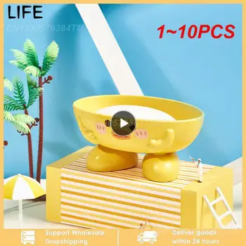1~10DB Kis sárga kacsa szappantartó fürdőszoba polc rajzfilm sűrített műanyag lefolyó szappan doboz háztartási kreatív szappantartó