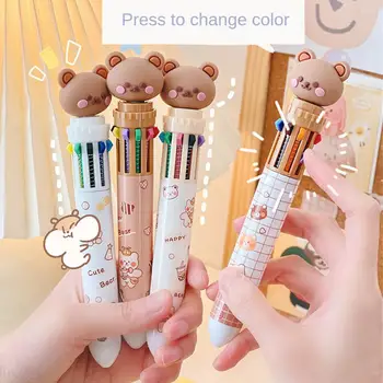 1~8PCS Colors golyóstoll rajzfilm medve 0,5 mm-es színes tinta gél tollak szilikon Kawaii tollak iskolai irodai kellékek koreai