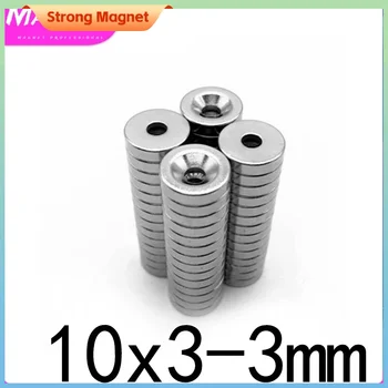 200db 10 * 3-3 mm-es gyűrűs neodímium süllyesztett mágnesek 10x3-3mm neodímium mágnesek lyukkal 10 x 3mm lyuk: 3mm
