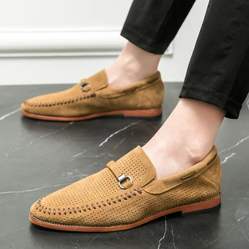 2023 Férfi fekete üzleti velúr bőr cipők férfi naplopók kényelmes nyári tornacipők márka Moccasin lélegző alkalmi cipő