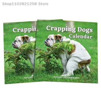 2024 Falinaptár 12 havi kakiló kutya naptár Vicces kutya naptár geg ajándékok, otthoni faldekoráció Tökéletes karácsonyi ajándék