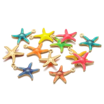 20db 15mm rozsdamentes acél tengeri csillag charms zománc medál nyaklánchoz megállapítások Karkötő fülbevaló DIY ékszer kiegészítők