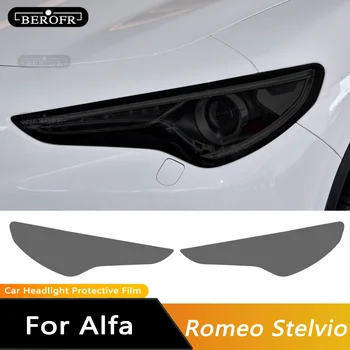2Pcs autó fényszóró védőfólia Fényszóró átlátszó fekete TPU Alfa Romeo Giulia 952 Stelvio 949 matrica kiegészítők