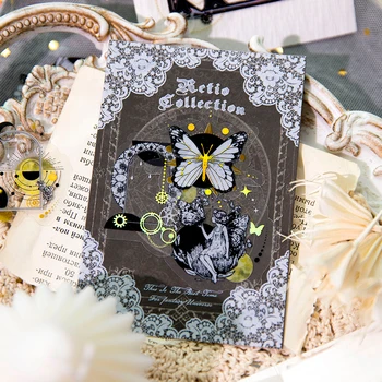 30 darab PET matricacsomag lézer arany virág pillangó irodalmi kézikönyv dekoratív anyag scrapbooking matricák 6 féle