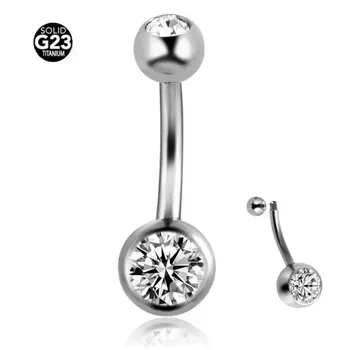 30PCS Body Jewelry-G23 implantátum minőségű titán dupla kristály köldök súlyzó köldök köldök piercing 14G test piercing ékszerek