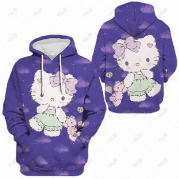 3d kapucnis pulóver Tavaszi és őszi hölgyek Hello Kitty kapucnis pulóver divat alkalmi kabát női pulóver Női pulóver aranyos gyermek pulóver