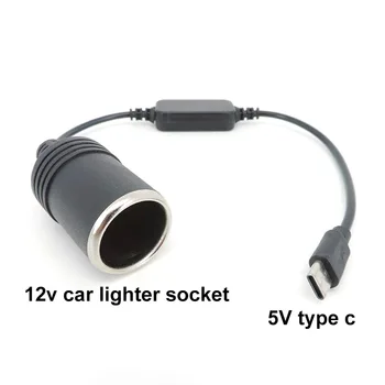 5V USB C C típus - 12V autós szivargyújtó tápegység aljzat női átalakító adapter kábel autógyújtókhoz Porszívó p
