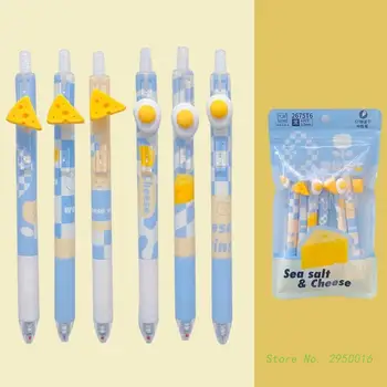 6 db rajzfilm aranyos tengeri só sajt iskola iroda koreai írószer édes szép 0,5mm fekete tinta gél toll