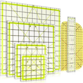 6 db steppelt vonalzó négyzet alakú akril steppelés vonalzó szövetvágó vonalzó átlátszó jelölő akril vasaló vonalzó
