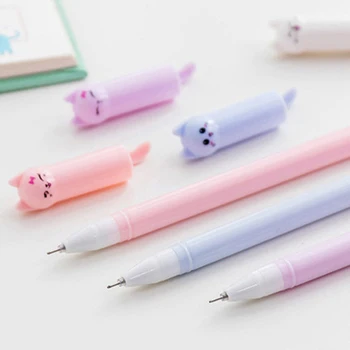6X Íróeszköz Zselés tinta tollak Iskolai kellékek Kézművesség Tarka irodai kiegészítők Édes ajándék Aranyos macska toll