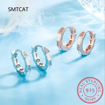 925 Sterling ezüst fehér zománc kígyó mintás fülcsatok kígyókarika fülbevaló nőknek Luxus finom ékszer party ajándék SCE1417