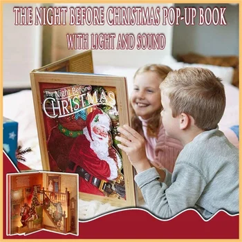 A karácsony előtti éjszaka Pop-up könyv fénnyel,Hangnátronpapír gyönyörű mintákkal Klasszikus vonzó történet dropship
