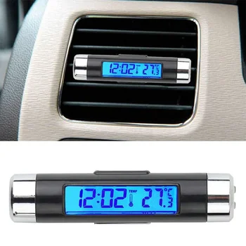 Autó elektronikus óra hőmérő Jármű digitális óra LCD világító óra Autóipari háttérvilágítású órák