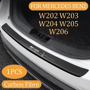 Benz Edition 1 esetén C-osztály W202 W203 W204 W205 W206 szénszálas autó csomagtartó matrica Hátsó lökhárító külső védő karcmentes