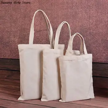 Blank Pattern Handbag Tote Eco újrafelhasználható bevásárlótáskák Összecsukható vászon válltáska Napi használat Party kenyér tasak ajándékcsomag