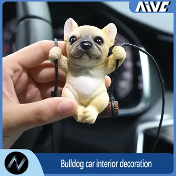 Bulldog autó belsőépítészet Aranyos gyanta hinta bulldog automatikus visszapillantó tükör medál autós kiegészítőkhöz