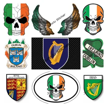 Creative Ireland Tricolor Shamrock matrica Írország címere Bélyeg koponya Matrica City Shield matrica Motorkerékpár sisak Autó dekoráció