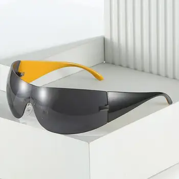 Divat futurisztikus hiphop egyrészes keret nélküli, körbefutó napszemüveg Y2K napszemüveg