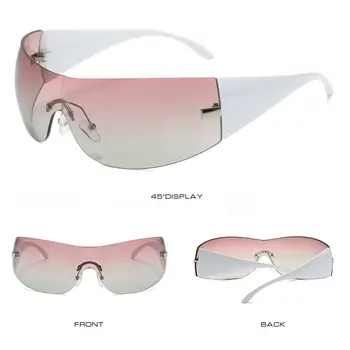 Divat futurisztikus hiphop egyrészes keret nélküli, körbefutó napszemüveg Y2K napszemüveg