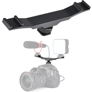 Dual Cold Shoe Bar Hosszabbító rögzítőkonzol Univerzális LED Video Fill Light mikrofonállvány Nikonhoz Canon DSLR fényképezőgép tartozékok