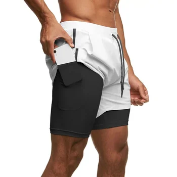 Edzés rövid férfi láthatatlan nyitott ágyék Kétrétegű ötödik nadrág futás edzés Nagy rugalmasság Gyorsan száradó nadrág alkalmi melegítőnadrág