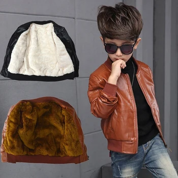 Fashion Boy felsőruházat Új tavaszi őszi fiú PU kabát gyermekek meleg simier kabát fiú kabát 3-8 éves korig