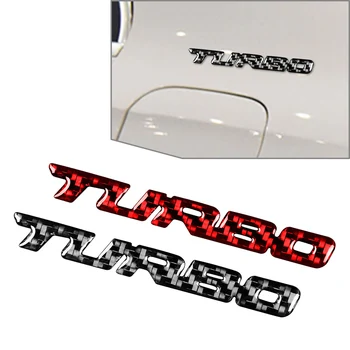 Fekete/piros turbófeltöltős motor Sárvédő motorháztető Autó autó hátsó csomagtartó szénszálas embléma embléma matrica kiegészítők