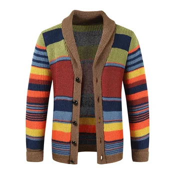 Férfi kötött kardigán Új pulóverdzseki Őszi és téli hajtóka varázslat színes kötött pulóver