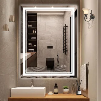 Fürdőszoba LED mosdótükör nagy, 28 x 36 hüvelykes fénytükör sminkhez és dekorációs tükrökhöz A fali Miror lámpatest háttérvilágítása