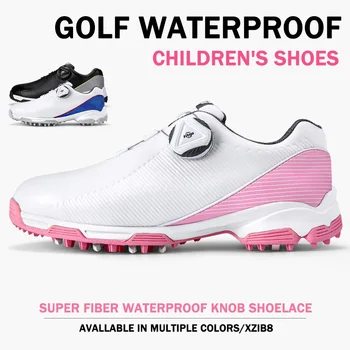 Gyermek profi golfcipők Kis méret 31-38 Vízálló gombok Csat Női rózsaszín Comfort Golf Grand Walking tornacipők