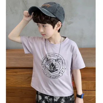 Gyermek tini fiúk póló Summer Kids Tiger pólók Tini póló Teenage Teenage Tee Big Boy Outfit 5-14 év