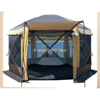 hatszögletű sátor Nagy lombkorona automata sátor Szél- és esőálló strandjurta Camping kültéri pavilon