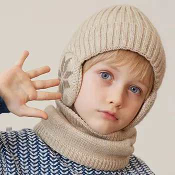Hidegálló fülvédő gyapjú sapkák Divat fülbemászó Kipufogódob pulóver Sűrített szélálló kalap Gyermekek Kötött Benines Fiú / lány