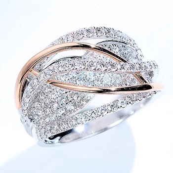 Huitan újonnan tervezett kéttónusú gyűrűk nőknek ezüst színű / rózsaarany szín divat luxus esküvői parti női gyűrűk ékszerek