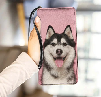 Husky kutya pénztárcák Aranyos kisállat hordozható tartós tengelykapcsoló pénztárcák Divat stílusú állat Luxus dizájner táskák nőknek Zsák egy hálózati femme