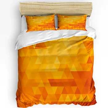 Háromszög geometria narancssárga nyomtatott Comfort paplanhuzat párnahuzat Otthoni textil paplanhuzat Fiú gyerek Tini lány 3db ágynemű szett