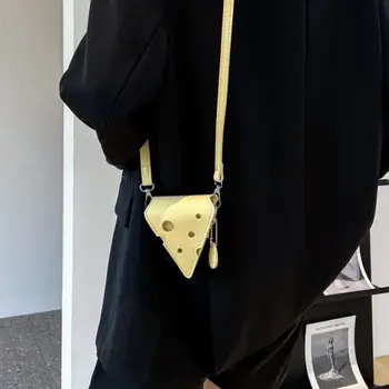 Háromszög lányok Kiváló sajt alakú kézitáska Fülhallgató érmék Táska pénztárcák Váll Messenger női crossbody táska