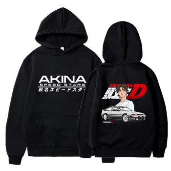 Initial D kapucnis pulóverek Alkalmi kapucnis pulóverek férfiaknak Grafika Japán autóipar AE86 Anime Harajuku Y2k kapucnis pulóver Férfi ruházat