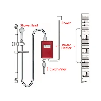 Instant vízmelegítő, 3000W mini elektromos tartály nélküli melegvíz-melegítő, tartós, elegáns és divatos fürdőszobai konyhai mosáshoz