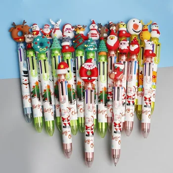 Karácsonyfa Rénszarvas Aranyos rajzfilm többszínű préselő golyóstoll Kreatív tízszínű diák írószer toll