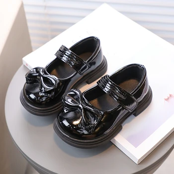 Kislány cipő Mary Janes Platform sekély édes cipők Gyermek bőr cipők Fekete bézs kerek orrú hercegnő cipők lányok