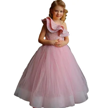 Kislányok Hercegnő Vintage Hosszú ruha Tüll Bling Ruha Gyerekek Vestido Gyerekek Esküvői Party Születésnapi Tutu ruha Aszimmetrikus
